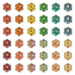 Mixed Color 500Pcs Plastic Flower Beads, Golden Metal Enlaced, Mixed Color, 7.5x7x4mm, Hole: 1.5mm