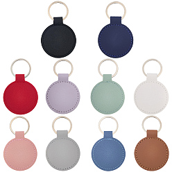 (52) Непрозрачная лаванда 10 шт. брелоки из искусственной кожи, с металлическим кольцом для ключей, плоско-круглые, платина, разноцветные, 84x50 мм, 10 цвет