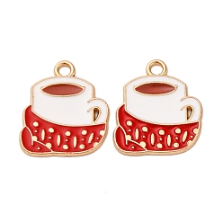 Другие Рождественские эмали сплава подвески, золотые, чайная чашка, 19x17.5x1.5 мм, отверстие : 2.5 мм