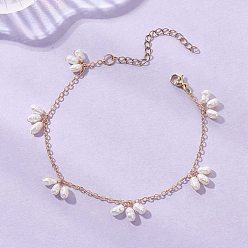 Золотой Браслеты с подвесками в виде рисовых зерен из натурального культивированного пресноводного жемчуга, браслеты-цепочки из латуни для женщин, белые, золотые, 7.28 дюйм (18.5 см)