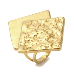 Настоящее золото 18K Ионное покрытие (ip) 304 ромбовидные открытые манжеты из нержавеющей стали для женщин, реальный 18 k позолоченный, ромб: 37.5x30.5 мм, регулируемый