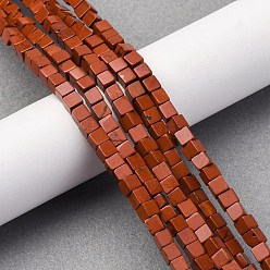 Красный Камень Натуральные красные яшмы бусы пряди, кубические, 3.5~4.5x3.5~4.5x3.5~4.5 мм, отверстие : 1~1.2 мм, около 90~96 шт / нитка, 15.24~15.55'' (38.7~39.5 см)