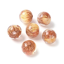 Шоколадный Двухцветные прозрачные акриловые бусины, бусины ручной работы, круглые, с блестящей пудрой и эмалью, цвет шоколада, 15x14 мм, отверстие : 3 мм