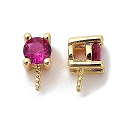 Сливовый Латунный микро-паве кубический цирконий, долговечный, без кадмия и без свинца, реальный 18 k позолоченный, слива, 8x4x5 мм, отверстие : 2 мм, штифты : 0.8 мм