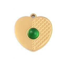 Золотой Ионное покрытие (ip) 304 брелоки из нержавеющей стали, со стеклом, сердце, золотые, 14x14x4 мм, отверстие : 1 мм