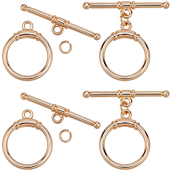 Настоящее золото 18K Латуни Переключить застежками, с прыжковых колец, кольцо, реальный 18 k позолоченный, 20x14x2.5 мм, 10 шт