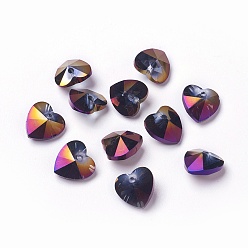 Темно-синий  Шифер Романтические Валентина идеи стеклянные брелоки, граненые подвески сердца, темно-синий, 10x10x5 мм, отверстие : 1 мм