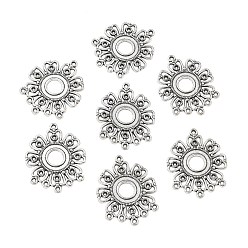 Antik Silber Farbe Tibetischen Stil Verbinder/Normale Links, Cadmiumfrei und Nickel frei und Bleifrei, Blume, 34.5x28x1.5 mm, Bohrung: 1.5 mm, Bohrung: 1.5 mm, Antik Silber Farbe, 34.5x28x1.5 mm, Bohrung: 1.5 mm