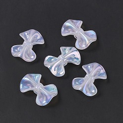 Светло-серый УФ-покрытие радужными переливающимися акриловыми бусинами, бантом, светло-серый, 31x23x9.5 мм, отверстие : 3.5 мм