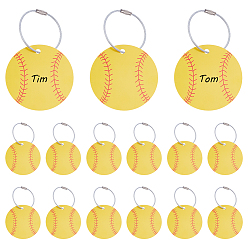 Baseball 15шт. спортивные мячи ПВХ бирки для багажа, с 15шт. брелоками из нержавеющей стали, бейсбол, 70x0.5 мм