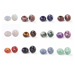 Mixed Stone Natural & Synthetic Gemstone European Beads, Large Hole Beads, Rondelle, 14x7~8mm, Hole: 6mm