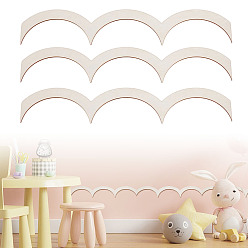 PapayaWhip 28Pcs Decorative Wood Fan Shape Trim, Home Wall Moulding Trim Edge, PapayaWhip, 405x75x2.5mm
