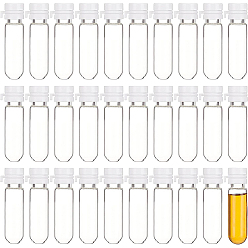White Clear Glass Bottles, with Plastic Caps, Bead Containers, Pipe, White, 1.5x4.9cm, Inner Diameter: 0.7cm