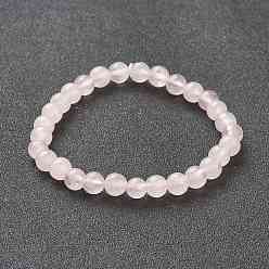 Rose Quartz Natural Rose Quartz Beaded Stretch Bracelets, Round, Beads: 6~6.5mm, Inner Diameter: 2-1/4 inch(5.55cm)