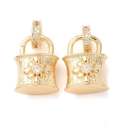 Настоящее золото 18K Латунные микро проложить кубического циркония подвески, запирать, стойки покрытие, долговечный, реальный 18 k позолоченный, 21 мм, отверстие : 5 мм