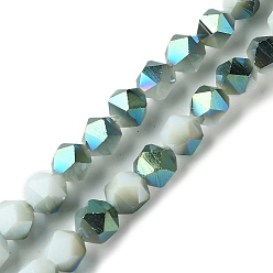 Green Electroplate Glass Beads Strands, Faceted Round, Green, 5.5x5x6mm, Hole: 1mm, about 101pcs/strand, 22.05''(56cm)