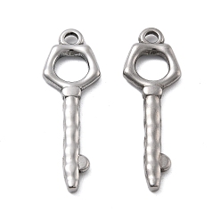 Нержавеющая Сталь Цвет 304 подвески из нержавеющей стали, брелок для ключей, анти-тускнение, цвет нержавеющей стали, 36.5x11.5x3 мм, отверстие : 2.5 мм