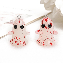 Красный Хэллоуин светящиеся подвески из смолы, светящиеся в темноте обереги-призраки, красные, 33x21 мм