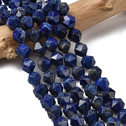 Ляпис-Лазурь Нитки бусины из натурального ляписа-лазури, звезды вырезать круглые бусы, граненые, 9~10x9~10x9~10 мм, отверстие : 1~1.4 мм, около 38~40 шт / нитка, 14.88'' (15.08'' см)
