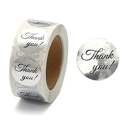 Silver 1 Inch Thank You Stickers, Adhesive Roll Sticker Labels, for Envelopes, Bubble Mailers and Bags, Silver, 25mm, about 500pcs/roll
