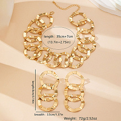 Золотой Комплекты из цепочки из сплава с звеньями и сережек-гвоздиков., золотые, колье: 13.78 дюйм (35 см)