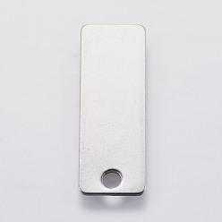 Stainless Steel Color 201 Stainless Steel Pendants, Rectangle, Stamping Blank Tag, Stainless Steel Color, 25x9x1mm, Hole: 2.5mm