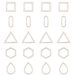 Stainless Steel Color 201 Stainless Steel Linking Rings, Laser Cut, Mixed Shapes, Stainless Steel Color, 11~16x6~15x1mm, 5 shapes, 4pcs/shape, 20pcs/box