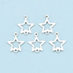 Серебро 925 подвески из стерлингового серебра, звездные ссылки, серебряные, 8x6.5x0.5 мм, отверстие : 0.7 мм