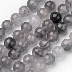Cloudy Quartz Natural Cloudy Quartz Beads Strands, Round, Gray, 10mm, Hole: 1mm, about 38pcs/strand, 15.5 inch