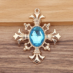 Светло-Синий Ромбовидные подвески из сплава со стразами, голубой, 52x45 мм