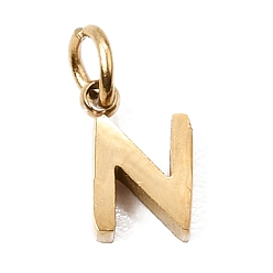 Letter N 304 Edelstahl Reize, Brief Reize, poliert, Ionenbeschichtung (ip), echt 18 k vergoldet, Buchstabe n, 8x5x2 mm, Bohrung: 2.5 mm