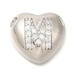 Letter M Стойка металлическая латунная микропрофилированная кубическая циркония подвески, без кадмия и без свинца, сердце с подвесками в виде буквы az, платина, Буква М, 14.5x16x6 мм, отверстие : 3 мм