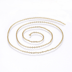 Золотой Ионное покрытие (ip) 304 кабельные цепи из нержавеющей стали, пайки, Плоско-овальные, золотые, 2x1.5x0.4 мм