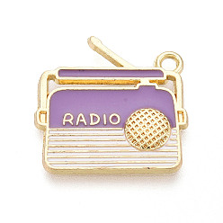 Средний Фиолетовый Подвески из эмали и сплава, радио-чары, золотые, без кадмия, без никеля и без свинца, средне фиолетовый, 19.5x20x1.8 мм, отверстие : 1.8 мм