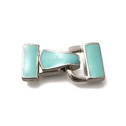 Бирюза Застежки-застежки из латуни с эмалью, без кадмия и без свинца, долговечный, стойки покрытие, платина, прямоугольные, бирюзовые, 28.5 мм
