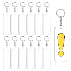 Clear DIY Transparent Acrylic Keychain Clasps Making Kits, Including Rectangle Blank Big Pendants, Iron Split Key Rings, Clear, Pendants: 90x37.5x3mm, hole: 4mm, 15pcs/box