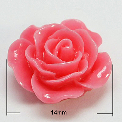 Темно-Розовый Непрозрачные кабошоны из смолы, цветок, темно-розовыми, 14x6 мм