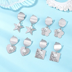 Mixed Shapes Серьги-гвоздики из пластика с имитацией жемчуга, с 304 серьгами из нержавеющей стали, цвет нержавеющей стали, разнообразные, 44~48x22~27 мм