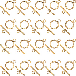 Золотой 30 шт. 304 застежки-кольца из нержавеющей стали, круглые кольца, золотые, Кольцо: 19x14x2 mm, бар: 20x7x2 mm, отверстие : 3 мм