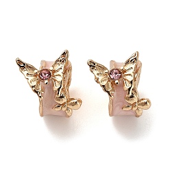 Золотой Европейские бусины, сплав, стразы , с эмалью, бусины с большим отверстием, колонна с бабочкой, золотые, 14x12 мм, отверстие : 5 мм