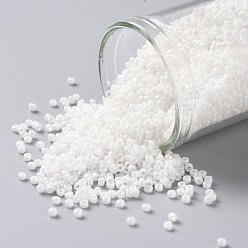 (401) Opaque AB White TOHO Round Seed Beads, Japanese Seed Beads, (401) Opaque AB White, 15/0, 1.5mm, Hole: 0.7mm, about 3000pcs/bottle, 10g/bottle