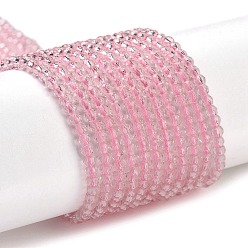 Фламинго Прозрачные стеклянные бусины, граненые круглые, фламинго, 2.3x2 мм, отверстие : 0.8 мм, около 145~150 шт / нитка, 34~35 см