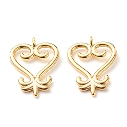 Настоящее золото 18K Латунные подвески, долговечный, адинкра символы санкофа, реальный 18 k позолоченный, 19x13x1.5 мм, отверстие : 1.5 мм