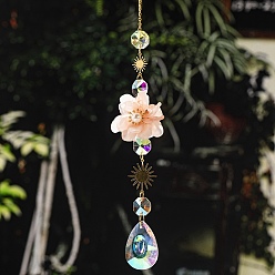Pink Crystal Suncatcher, with Metal Findings, for Home, Garden Decoration, Pink, 410x25mm