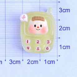 Светло-хаки Светящиеся кабошоны сотового телефона из прозрачной смолы, светится в темноте, миниатюрные украшения, светлый хаки, 21.5x28 мм