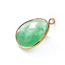 Клубничный Кварц Подвески из натурального зеленого клубничного кварца, граненые амулеты-капли, золотые, 23x18 мм