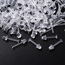 Clear 1000Pcs 2 Style Eco-Friendly Plastic Stud Earring Findings, Flat Round, with Ear Nuts, Clear, 500pcs/style