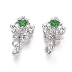 Платина Латунь микро проложить кубический цирконий, долговечный, корона, платина, Корона: 9.5x10.5x7 мм, отверстие: 2x4.5 мм, щепотка поручителей: 7x3 мм, штифты : 2 мм