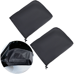 Черный 2шт. водонепроницаемый пылезащитный защитный чехол для зеркала заднего вида из ткани Оксфорд, с нейлоновым шнурком, прямоугольные, чёрные, 34x26.5x0.05~0.4 см