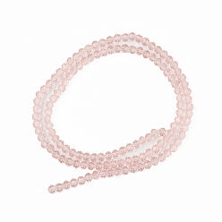 Pink Glass Beads Strands, Faceted, Rondelle, Pink, 8x6mm, Hole: 1mm, about 65~68pcs/strand, 15.7~16.1 inch(40~41cm)